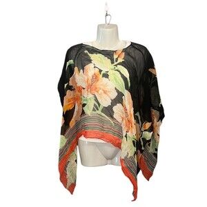 Coldwater Creek 100% Silk Sequined Floral Scarf Shawl Wrap  One Size